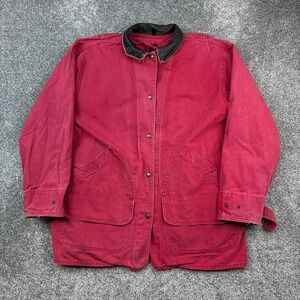 Woolrich Crimson Utility Jacket with Black Collar